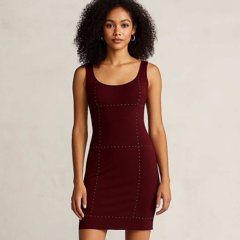 Chetta B Evening Beaded Studded Velvet Sheath Dress Size 6